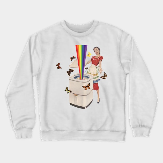 Rainbow Washing Machine Crewneck Sweatshirt by LennyCollageArt